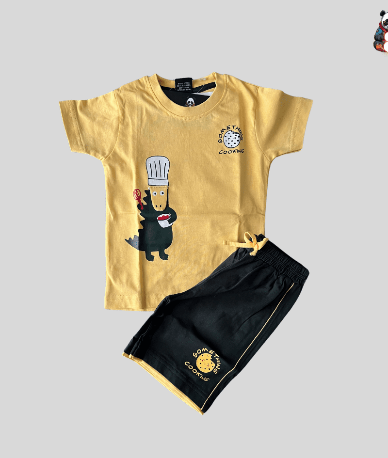 Yellow & Green Shade Baby Boy Short and T-shirt Set